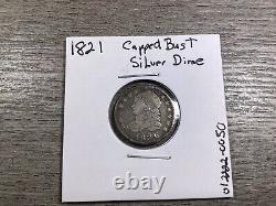 1821 Capped Bust Silver Dime-XF-Over 200 Year Old Silver Coin-012222-0050