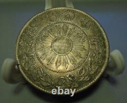 1871 M4 Japan 50 Sen Silver Coin Dragon 32mm Meiji Coinage Year 4 Beautiful