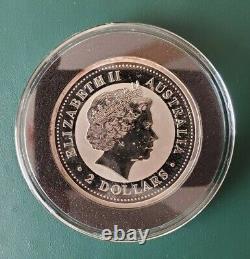 1999 Australia 2 oz (two ounce) 999 Silver Year of the Rabbit Coin in cap