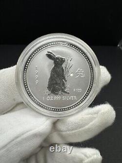 1999 Australia Lunar Year Of The Rabbit 1oz. 999 Silver Rev Proof in Capsule