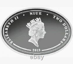 1 Oz Silver Coin 2013 $2 Niue Year of the Snake Lucky Oval with Case and Box
