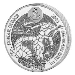 1 oz 2023 Lunar Year of the Rabbit Proof Silver Coin Rwanda