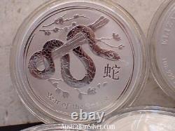 1 oz Silver Coin 2013 Lunar Year of the Snake Perth MInt x5