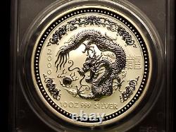 2000 Australia 10 Ounce. 999 Fine Silver Year Of The Dragon Certified Pcgs Ms69