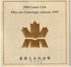 2000 Canada 15$ Fine Silver Coin Tri-metallic Year Of The Dragon
