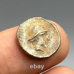 2000+ Years old ancient Roman king with cap solid silver coin