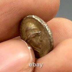 2000+ Years old ancient Roman king with cap solid silver coin