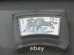 2002 China Lunar Year of Horse Silver Coin Fan Proof BU 1 oz 10 Yuan