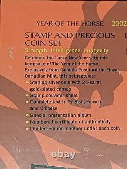 2002 Sterling Silver YEAR OF THE HORSE Coin and Stamp Set