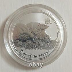 2008 Australia Year Of The Mouse Silver 1/2 Oz 999 Silver Coin