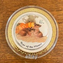 2008 Lunar Year of the Mouse 10oz Silver Coloured Coin Perth Mint Series 2