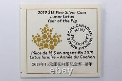 2009 Canada Lunar Lotus Year of The Pig Proof Silver Coin 26.7 Grams withBox & COA