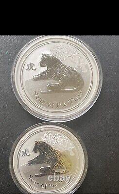 2010-2 oz & 1 oz Perth Mint Serie II Year of the Tiger silver coin