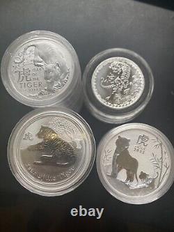 2010-(3)2022-1 oz Silver Coins-Year of the Tiger See Description