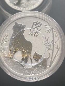 2010-(3)2022-1 oz Silver Coins-Year of the Tiger See Description