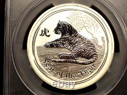 2010 Australia 5 Ounce. 999 Fine Silver Year Of The Tiger Certified Pcgs Ms 69