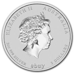 2012 Australia Year of Dragon $2 Pure 2 Oz Silver Coin BU Chinese Lunar Calendar