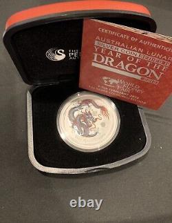 2012 Australian Series I Year of the Dragon 1oz Silver Coin Black/Red Gilded