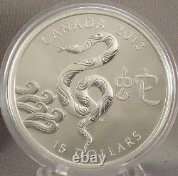 2013 $15 Year of the Snake 1 oz Pure Silver Coin in Asian Presentation Case COA