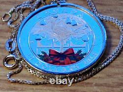 2013 Canada Colorful New Year. 999 Silver Coin Pendant 24 Silver Rope chain