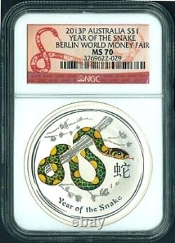 2013 LUNAR YEAR of the SNAKE NGC MS 70 1 OZ. 999 SILVER COIN $168.88