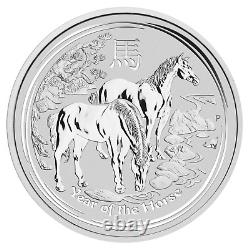 2014 Lunar Year of the Horse, 2oz Silver BU 0.999 Perth Mint Coin