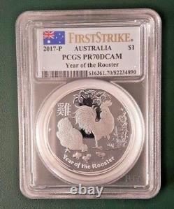 2017 Australia 1 oz 9999 Silver Year of the Rooster PCGS PR 70 Mintage 4,837