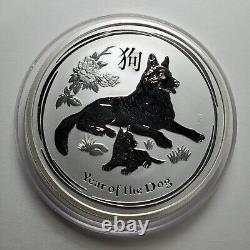 2018 Lunar Series II Year of the Dog 5 oz Silver Coin BU in capsule