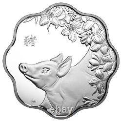 2019 $15 Fine Silver Coin Lunar Lotus Year of the Pig