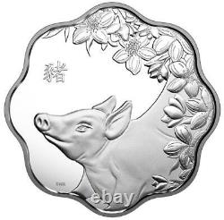 2019 Canada $15 Pig Lunar Lotus Year of the Pig Pure Silver Proof Coin