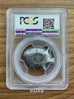 2019 Mongolia JOLLY PIG Lunar Year 1 Oz Silver Coin PCGS MS70 FD