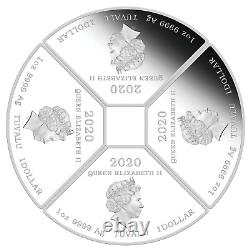 2020 LUNAR YEAR OF THE MOUSE QUADRANT SILVER $1 4-coin-set 4x 1oz Fan-shape