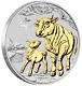2021 Australia Lunar Year Of The Ox Gilded 1oz Silver $1 Coin With Ogp/box Gilt