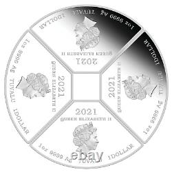 2021 LUNAR YEAR OF THE OX QUADRANT SILVER $1 4-coin-set 4x 1oz Fan-shape