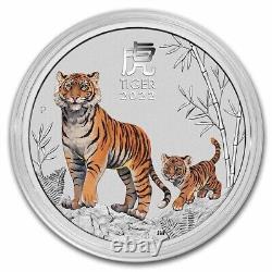 2022 2-OZ. 9999 SILVER LUNAR YEAR of the TIGER PERTH COLORIZED $129.88