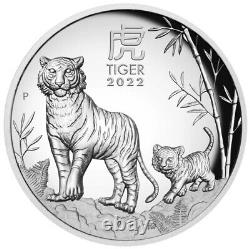 2022 $5 Australia YEAR OF THE TIGER Domed 1 Oz Silver Proof Coin