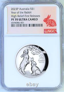 2023 Australia Lunar Year Of The Rabbit High Relief 1oz Silver Coin NGC PF70 FR