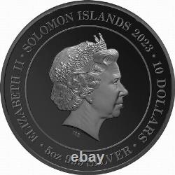 2023 YEAR RABBIT $10 5 Oz Silver Gilded BLACK PROOF Solomon Islands-MINTAGE 888