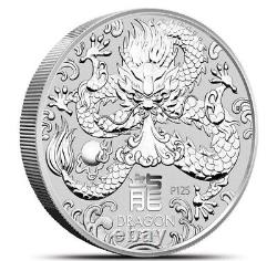 2024 5 oz Australian Lunar Year of the Dragon. 9999 silver coin BU IN STOCK