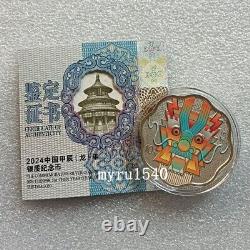 2024 China 10YUAN Lunar Series New Year Dragon Scallop Colorized Silver Coin 30g