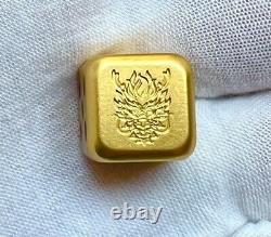 2024 Fiji Lunar Year of the Dragon Dice 1 oz. 999 Silver Gold Gilded Coin COA