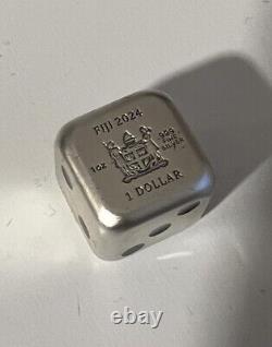 2024 Fiji Year Of The Dragon Dice 1oz Silver Coin in Box Limited Mint Certified