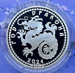 2024 Lao Lunar Year of the Dragon 1 Oz Silver Proof Coin Chinese Dragon Zodiac