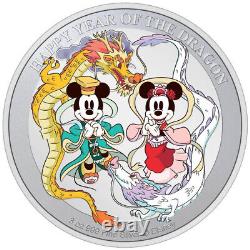 2024 Niue Disney Lunar Happy Year of the Dragon 3oz Fine Silver Coin Serial #28