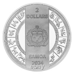2024 Samoa Crystal Year of the Dragon 1 oz Silver Coin 1,000 Mintage