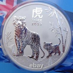 5 oz. 2022-P Australia YEAR OF THE TIGER Lunar $8 coin. 9999 ultra fine silver