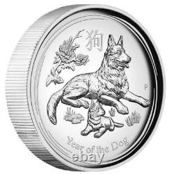 AUSTRALIAN 2018 Lunar Year of the Dog 1OZ $1 SILVER HIGH RELIEF COIN Australia