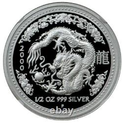 AUSTRALIA 50 Cents 2000 1/2oz Silver'Lunar Year of the Dragon' NGC PF69 CoA#943