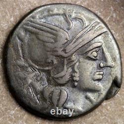 Ancient Roman Republic Silver Denarius Coin Roma Head Design 2000+ Years Old