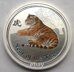 Australia 2010 Year of Tiger 1 Dollar 1oz Colour Silver Coin, Proof
